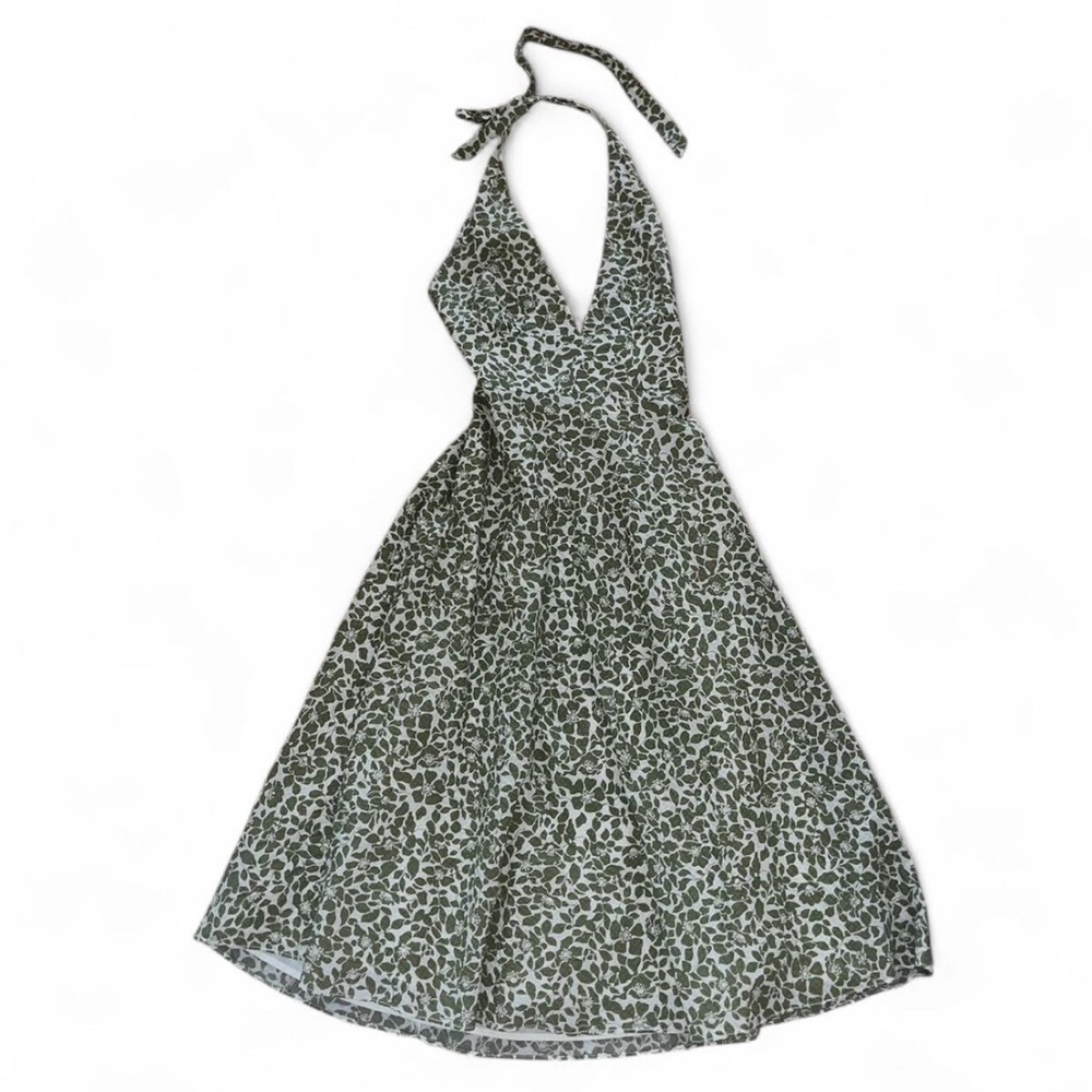 J. Crew Backless Green Print Dress